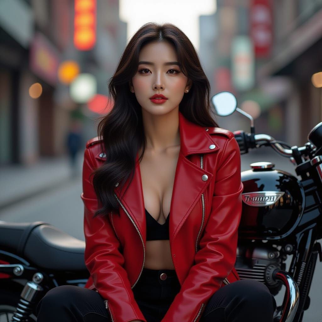 Biker Babe in Red
