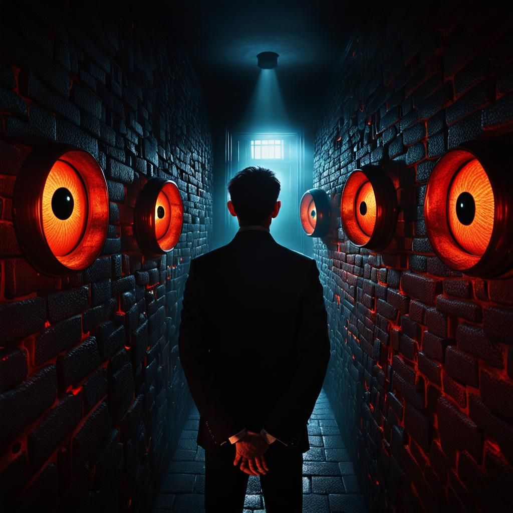 Surreal Room of Glowing Eyes in Magic Surrealism