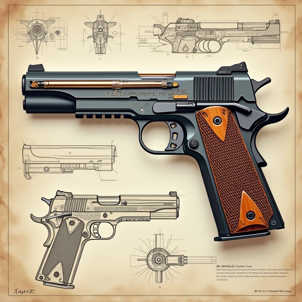 Colt 1911 Pistol Schematic - An Engineering Perspective