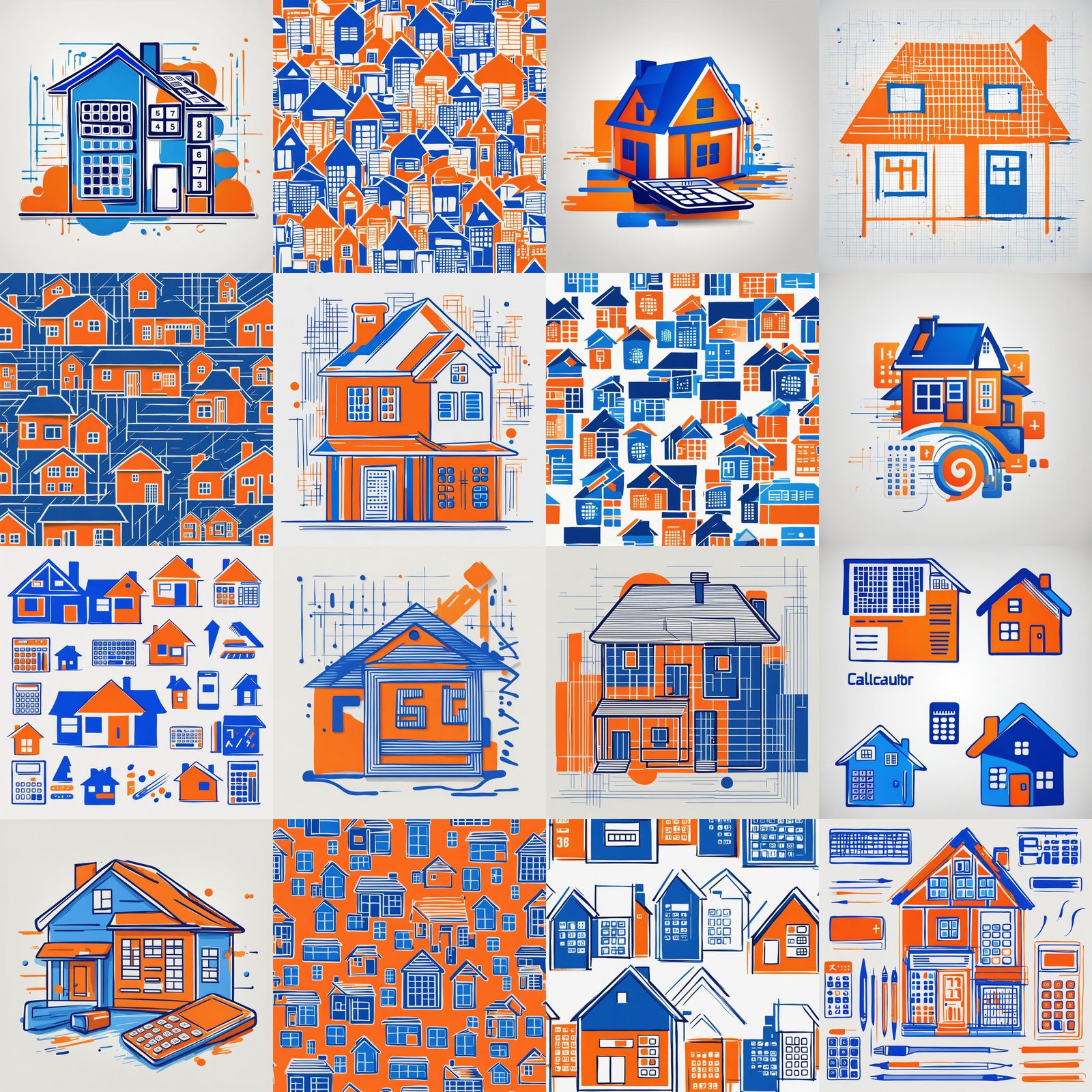 Mortgage Industry Logo with House and Calculator Outline