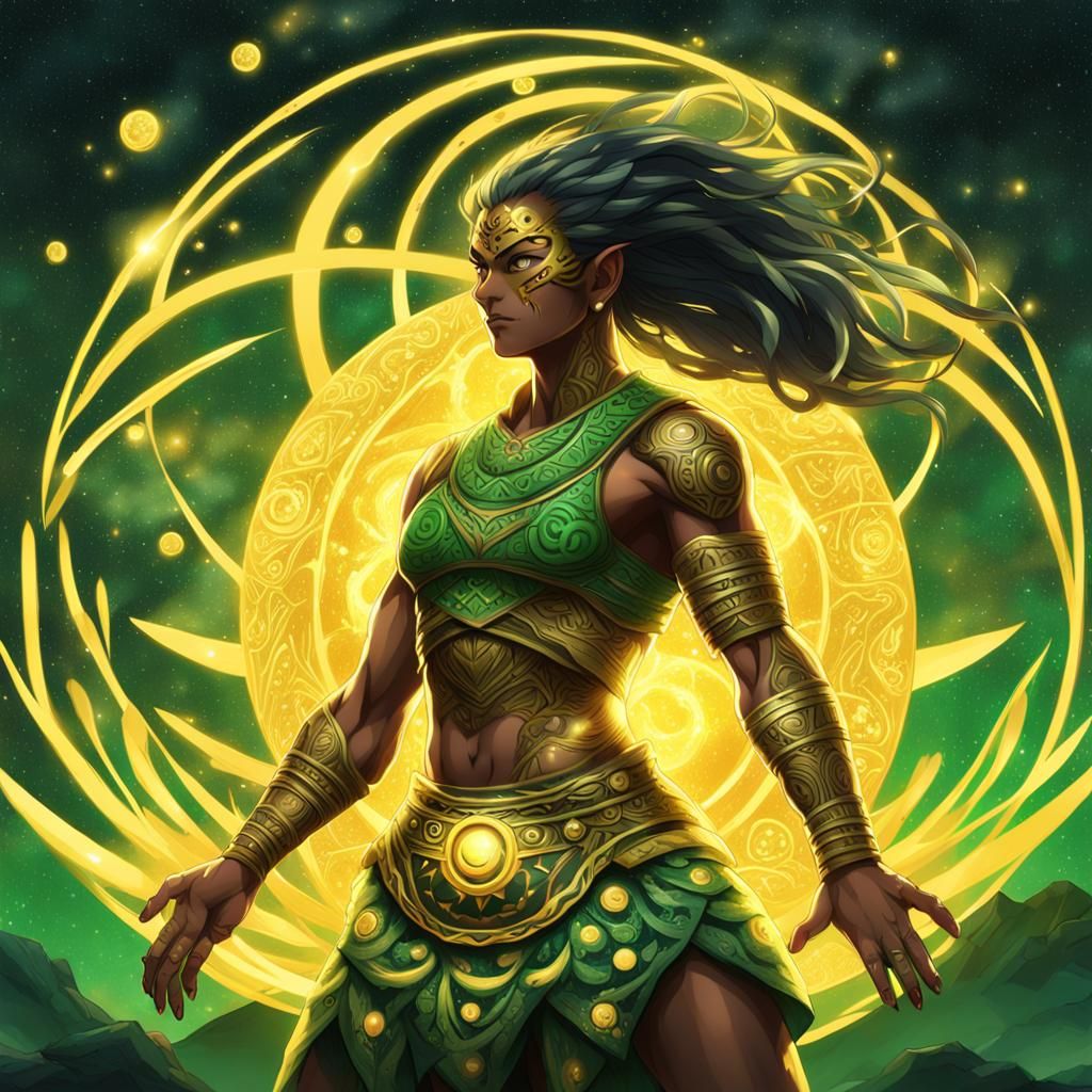 Maori God Embracing Earth Woman: 3D Digital Art