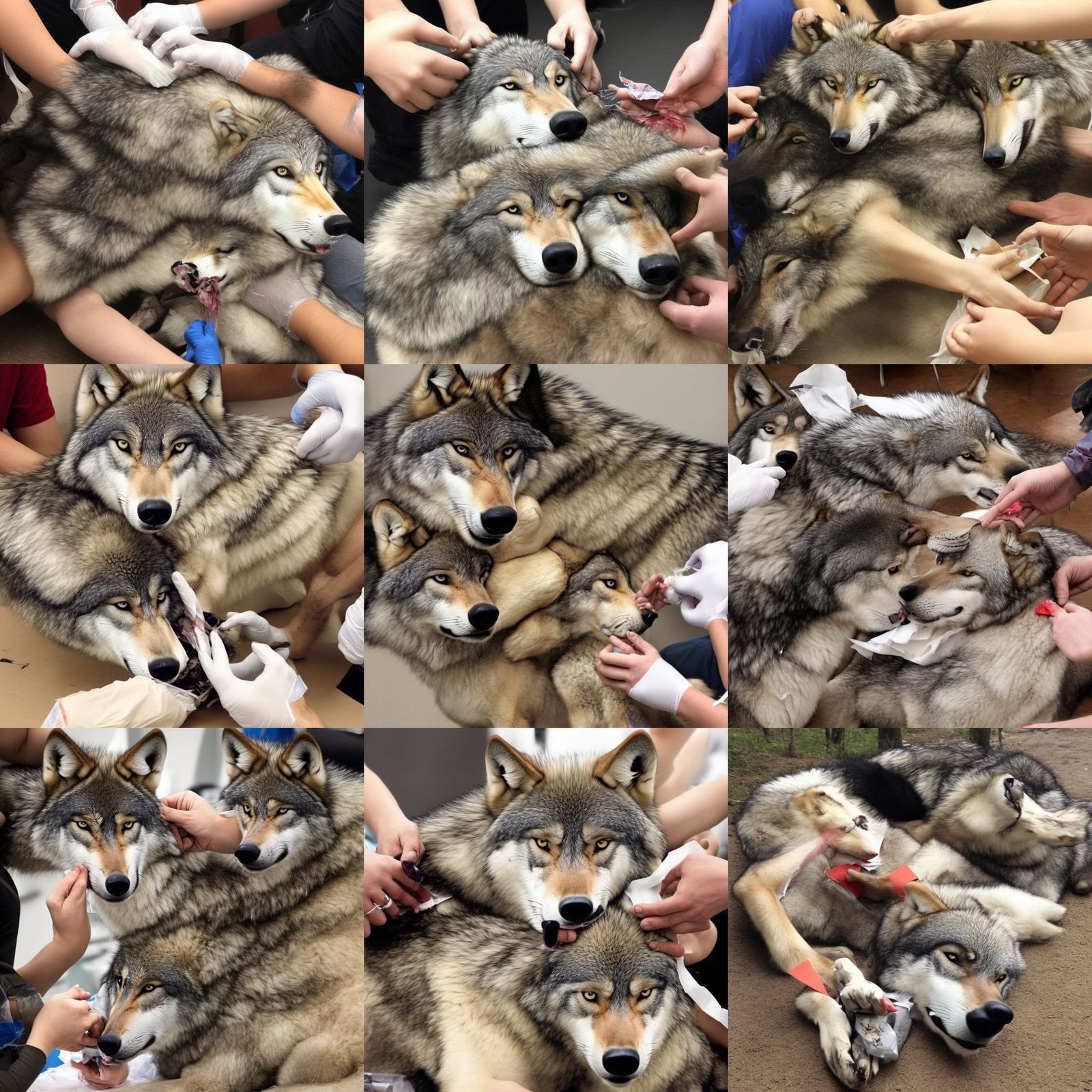 Wolves Caring For Each Other