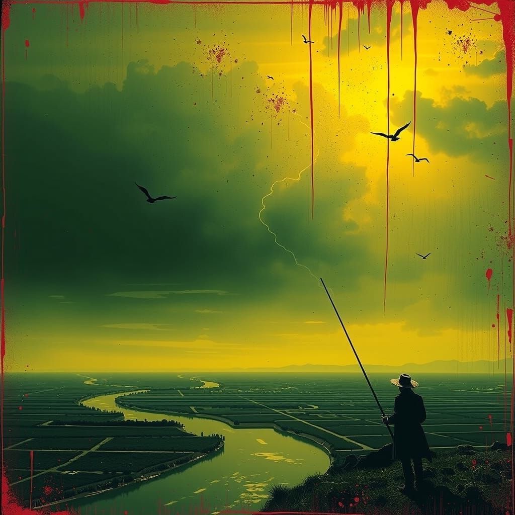 Etched Sketch of a Lecher in Crimson Reds