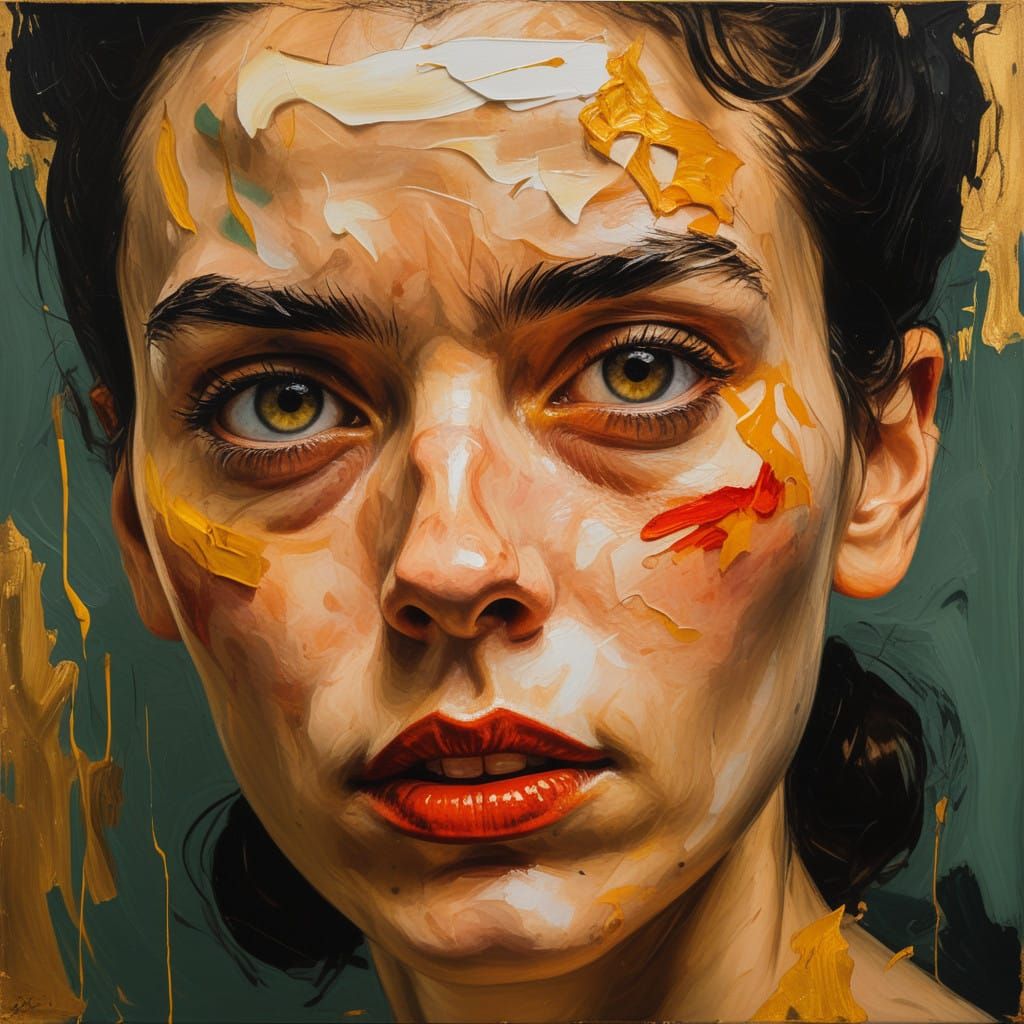 Expressive Portrait of a Woman in Turbulent Passion