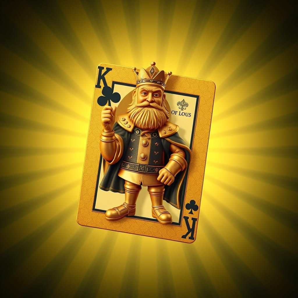 3D Embossed King of Clubs Card with Golden Accents