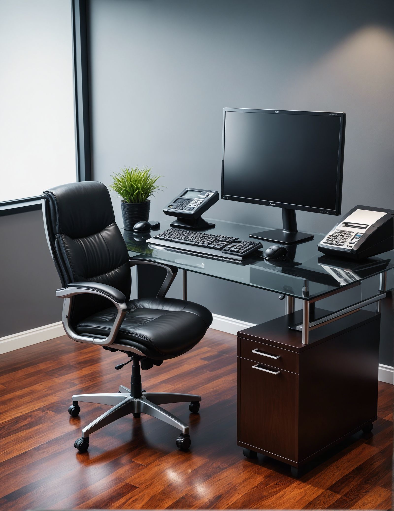 Hyperrealistic Accounting Office with Computer and Executive...