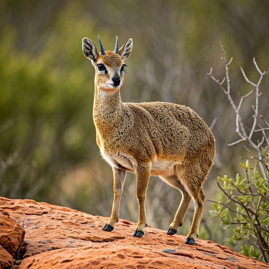 Klipspringer Antelope on Rocky Outcrop in Watercolor
