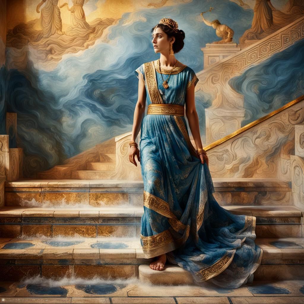 Minoan Queen at Santorini Eruption