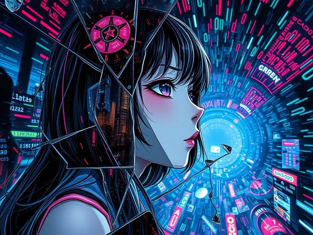 Anime Girl Shattered into Glass Shards