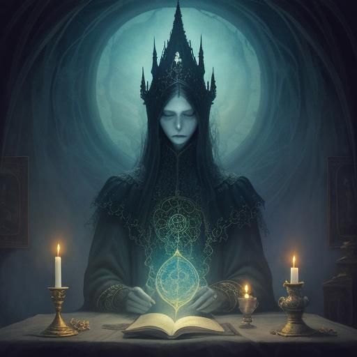 Agatha Harkness in Mystical Chamber Watercolor Illustration