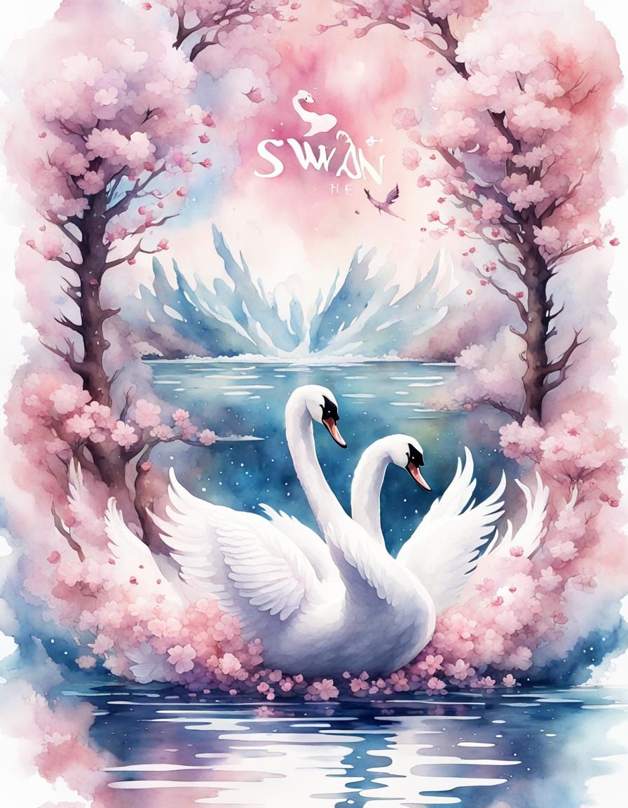 Elegant Swan Movie Poster in Watercolor Style