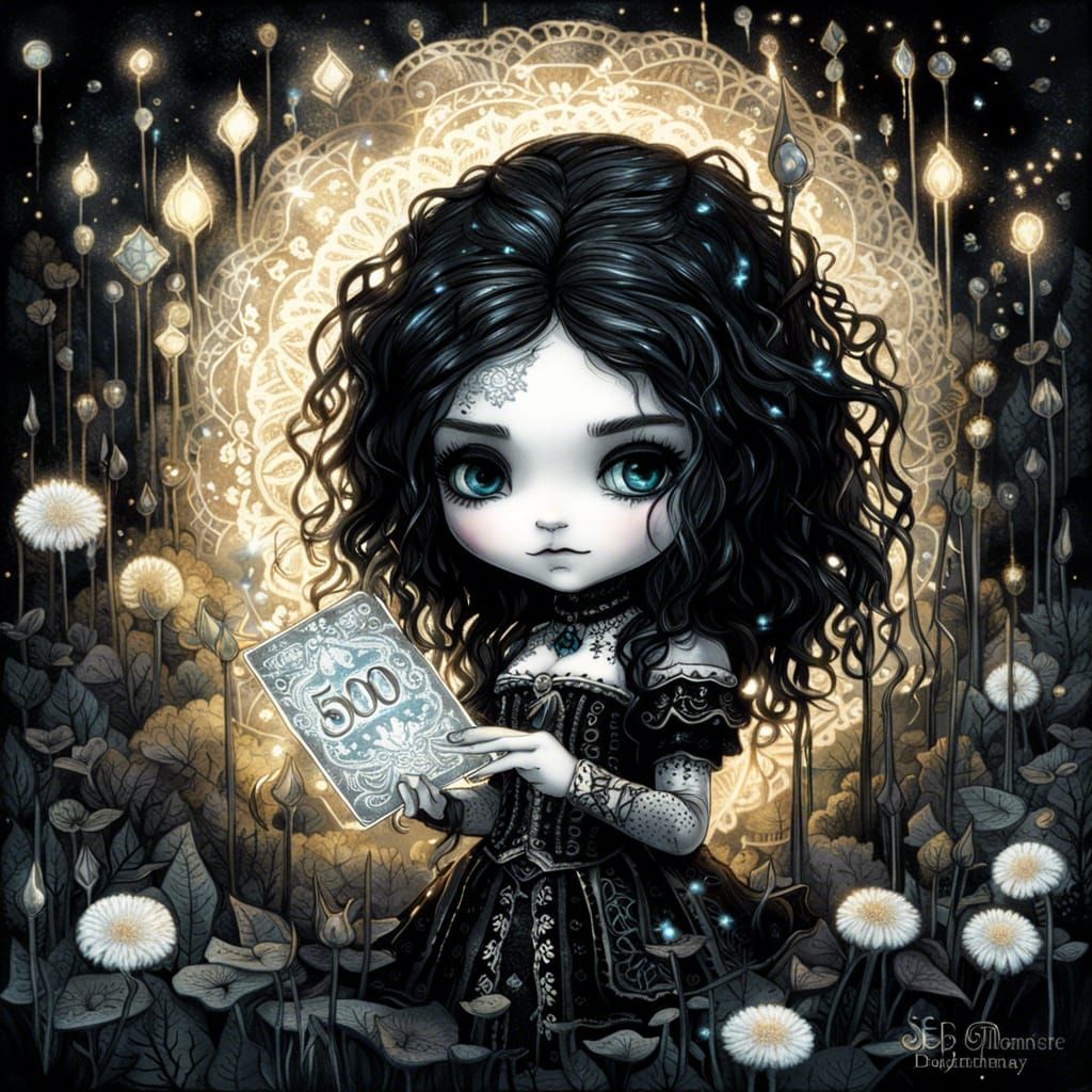 Bioluminescent Chibi Yennefer in Lace Dress