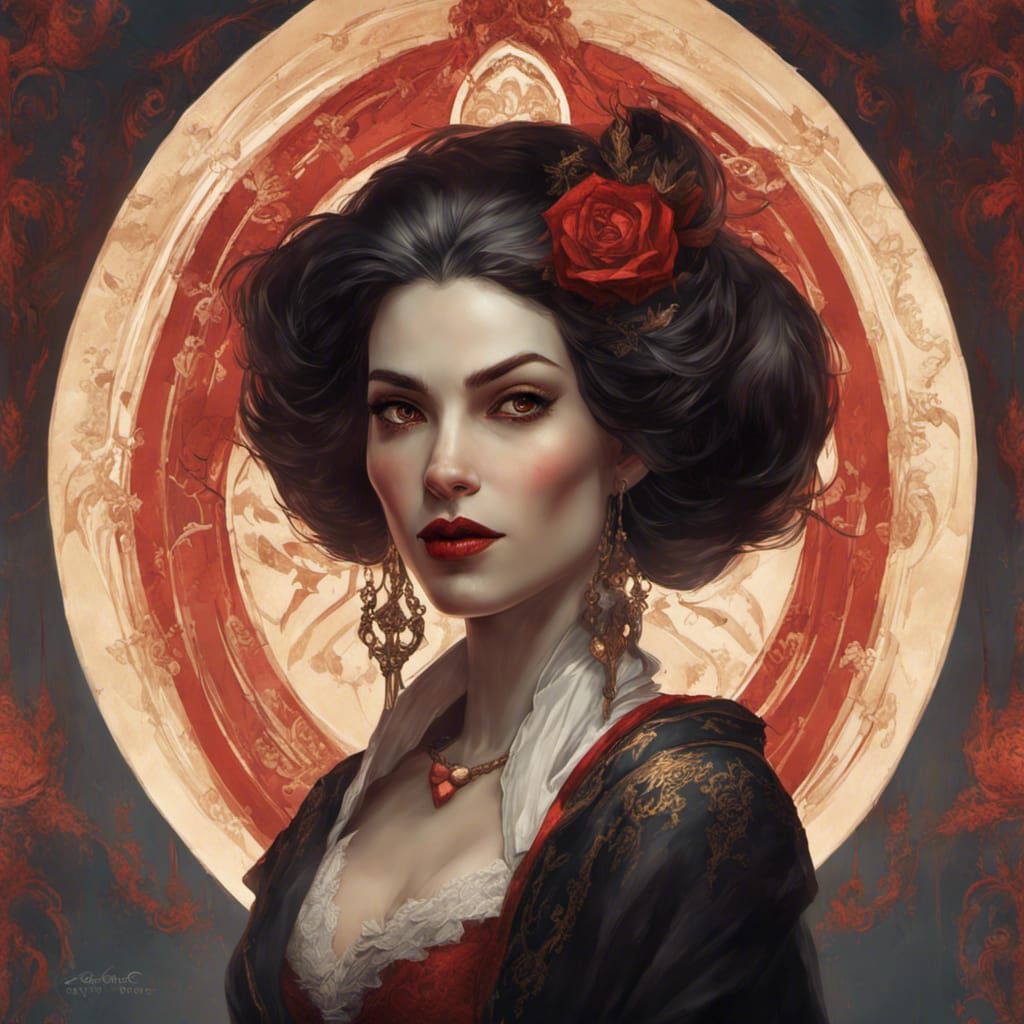 Gorgeous Vampire Portrait in Digital Illustration Style