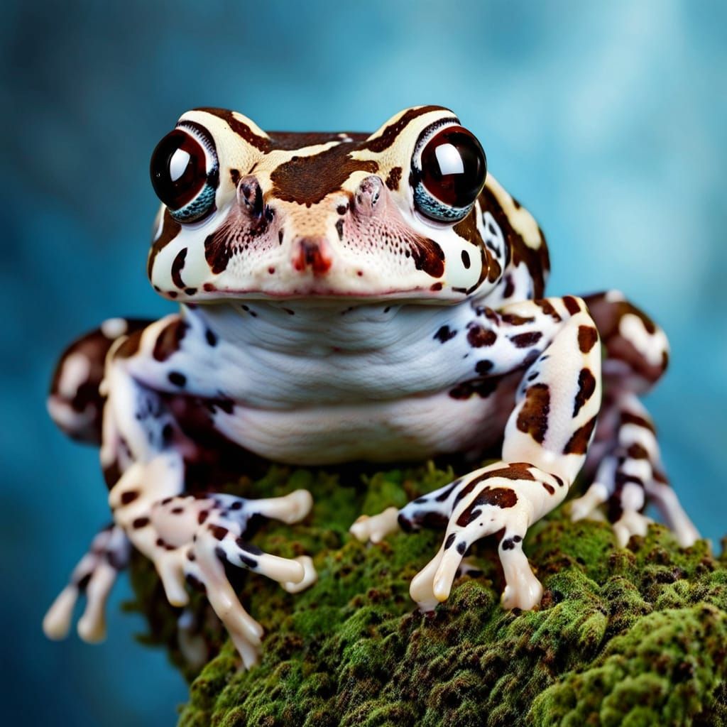 Amazon Milk Frog Portrait on Mossy Branch