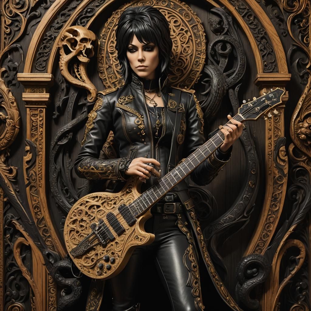 Ornate Baroque Sculpture of Musician with Guitar