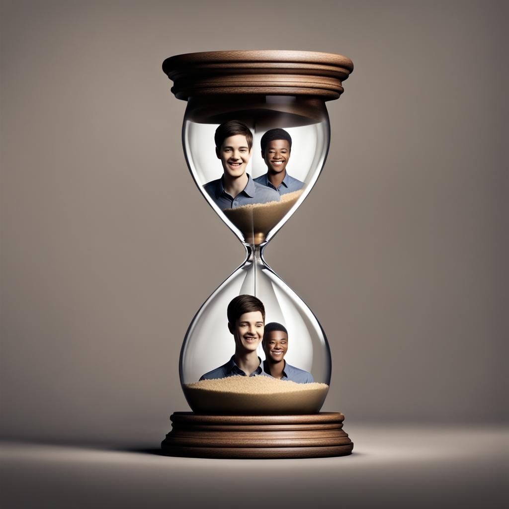 Hourglass Portrait: Youth Fading to Contentment
