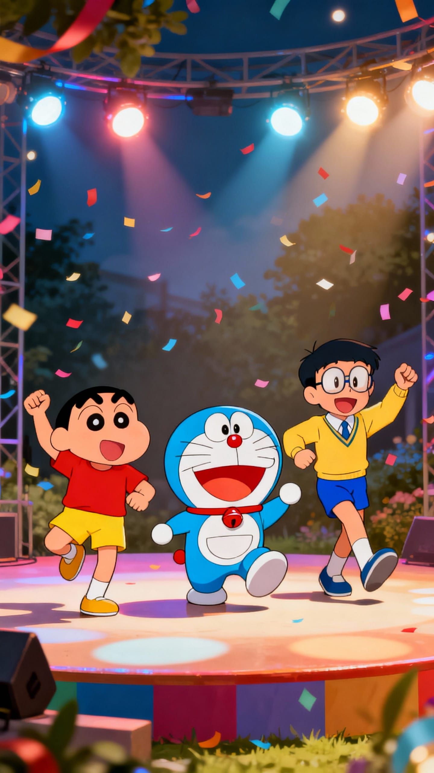 Joyful Cartoon Dance on a Colorful Stage