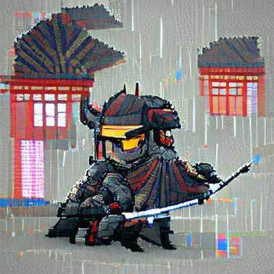 Ronin in Bamboo Forest: Ink Wash Style