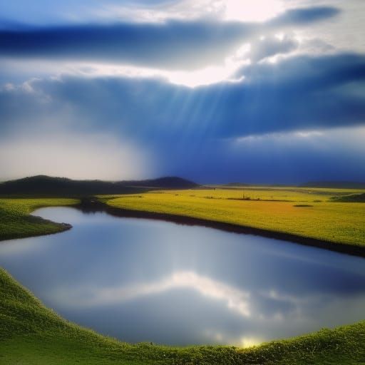 Sunlit Rivers: A Divine Landscape