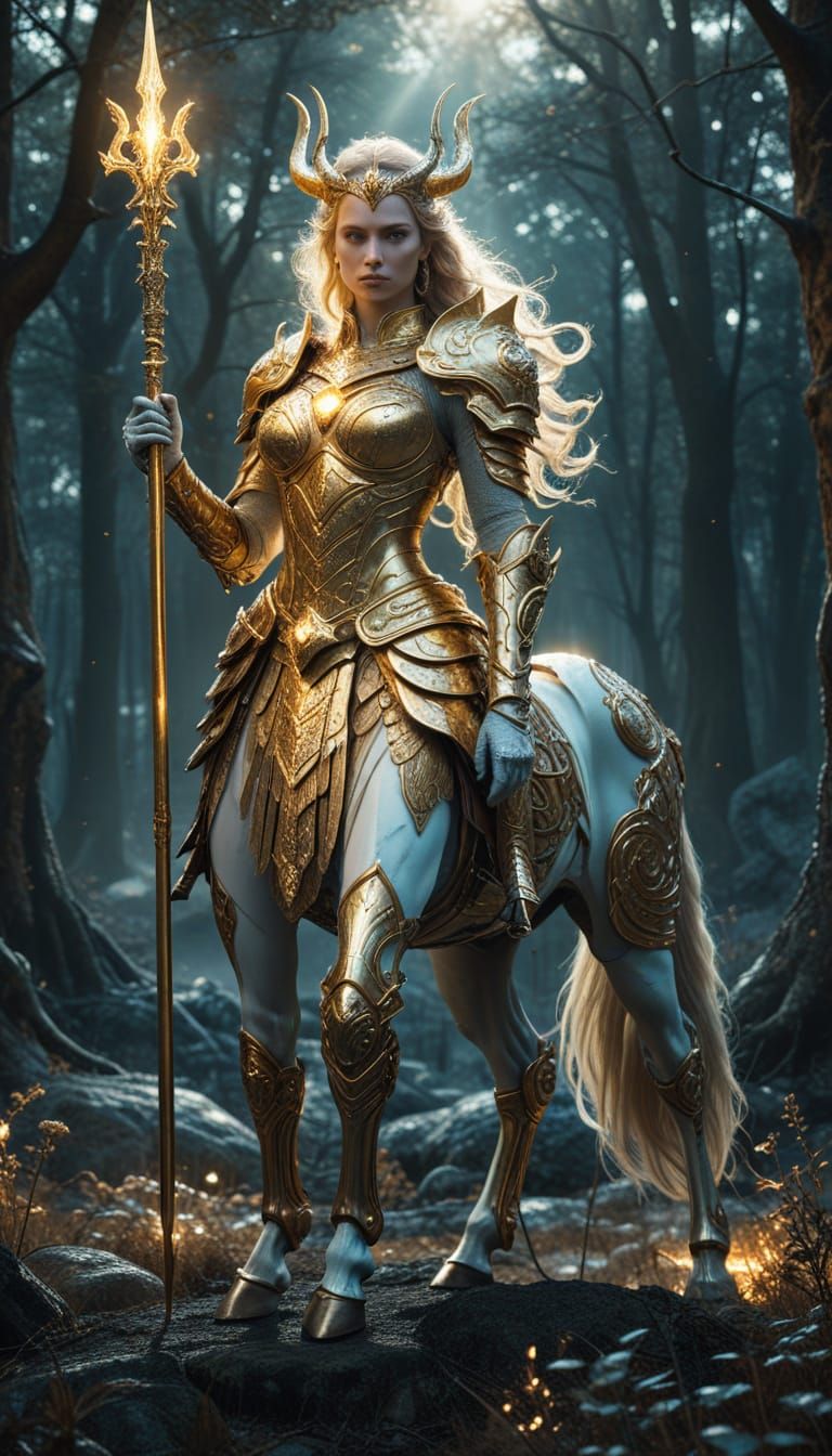 Regal Centaur Queen in Golden Armour