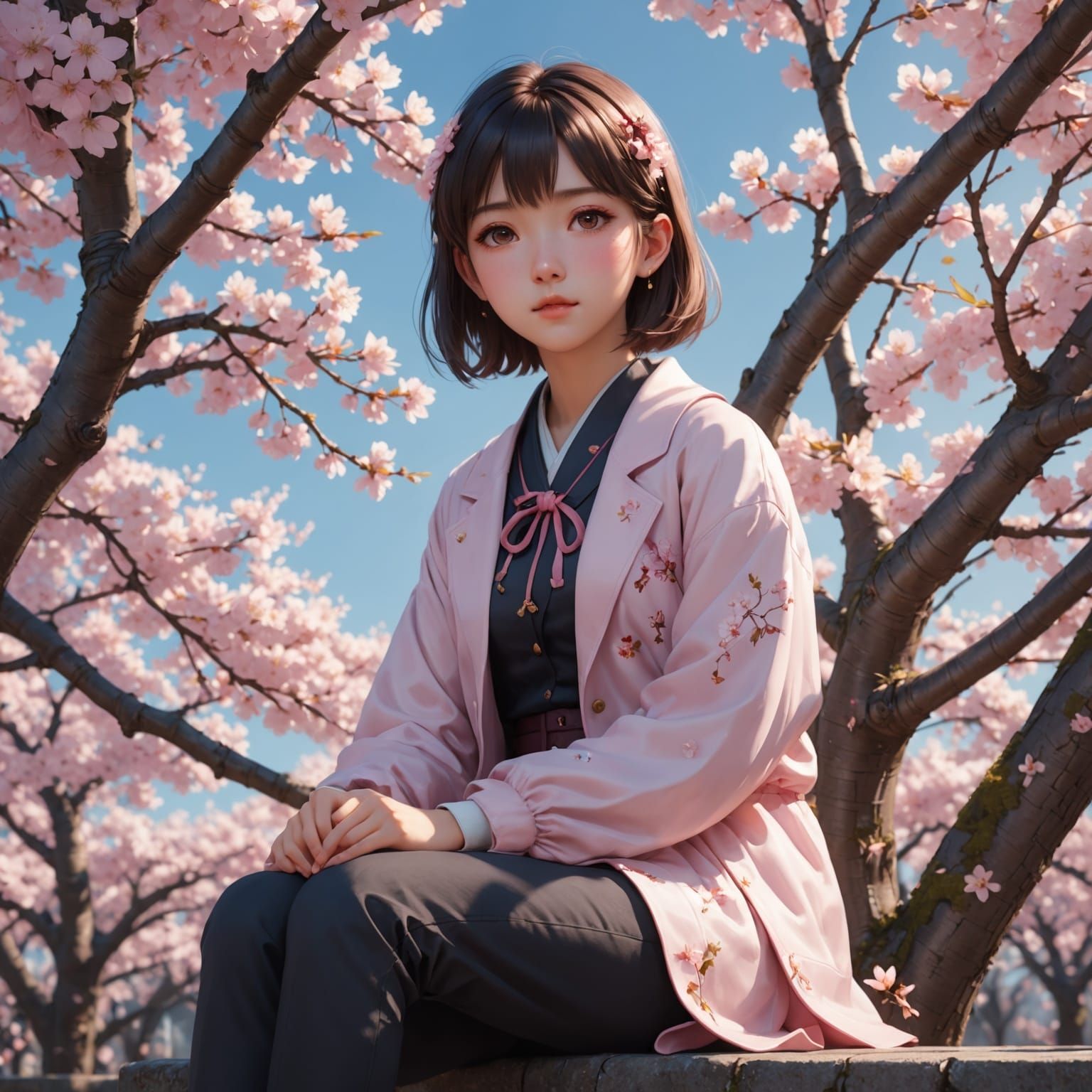 Cherry Blossom Goddess in Pastel Beauty