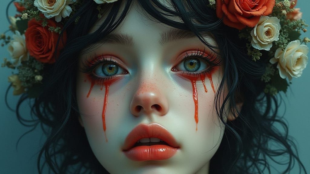 Maximalist Retro-Futuristic Portrait with Realistic Skin