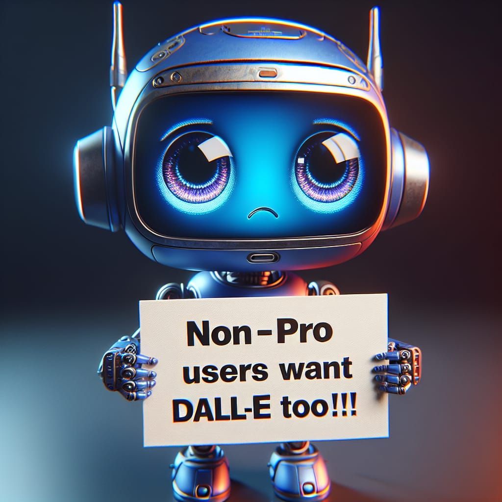 Sad Chibi Robot Demands DALL-E Access