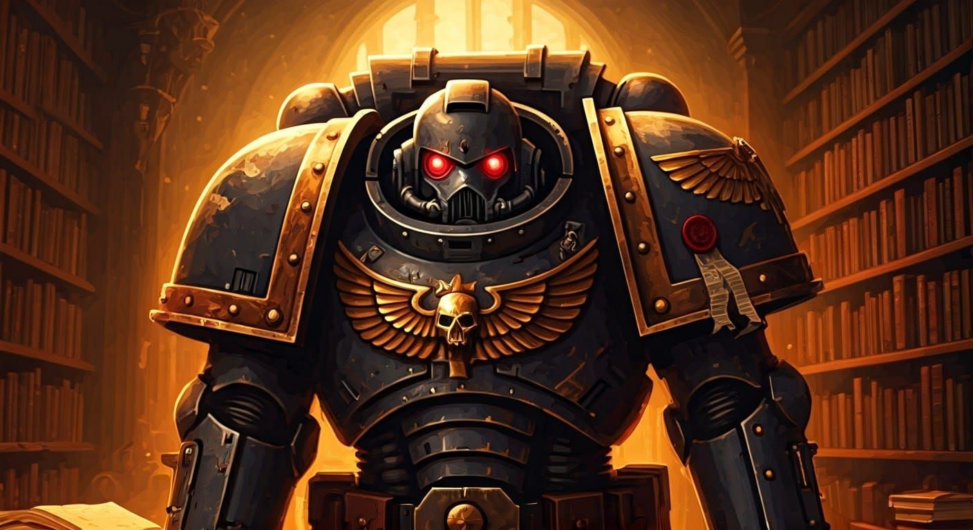 Space Marine Techmarine in Library, Hyper-Realism