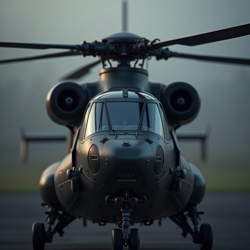 Dual-Rotor Helicopter Portrait with Sleek Design