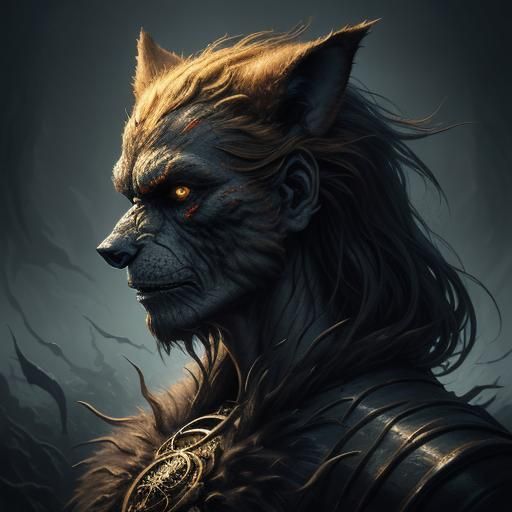 Werewolf Transformation: A Surrealist Dark Fantasy Portrait