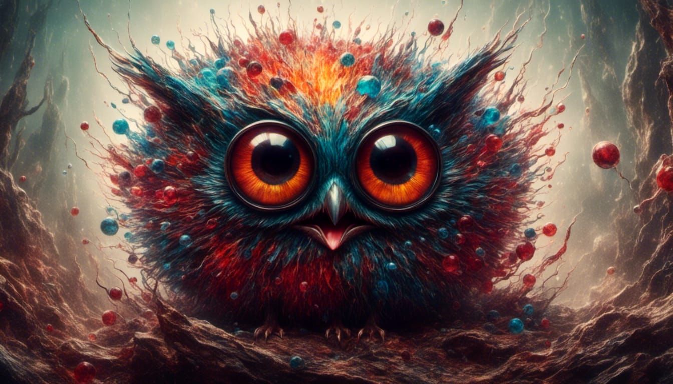 Vibrant Chibi Creature in Surreal Comic Art Style