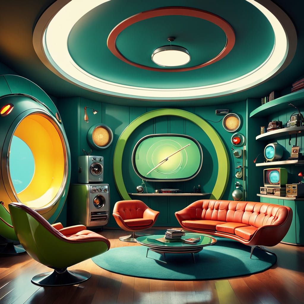Surreal Retro-Futuristic Home of Tomorrow in 1960s Style