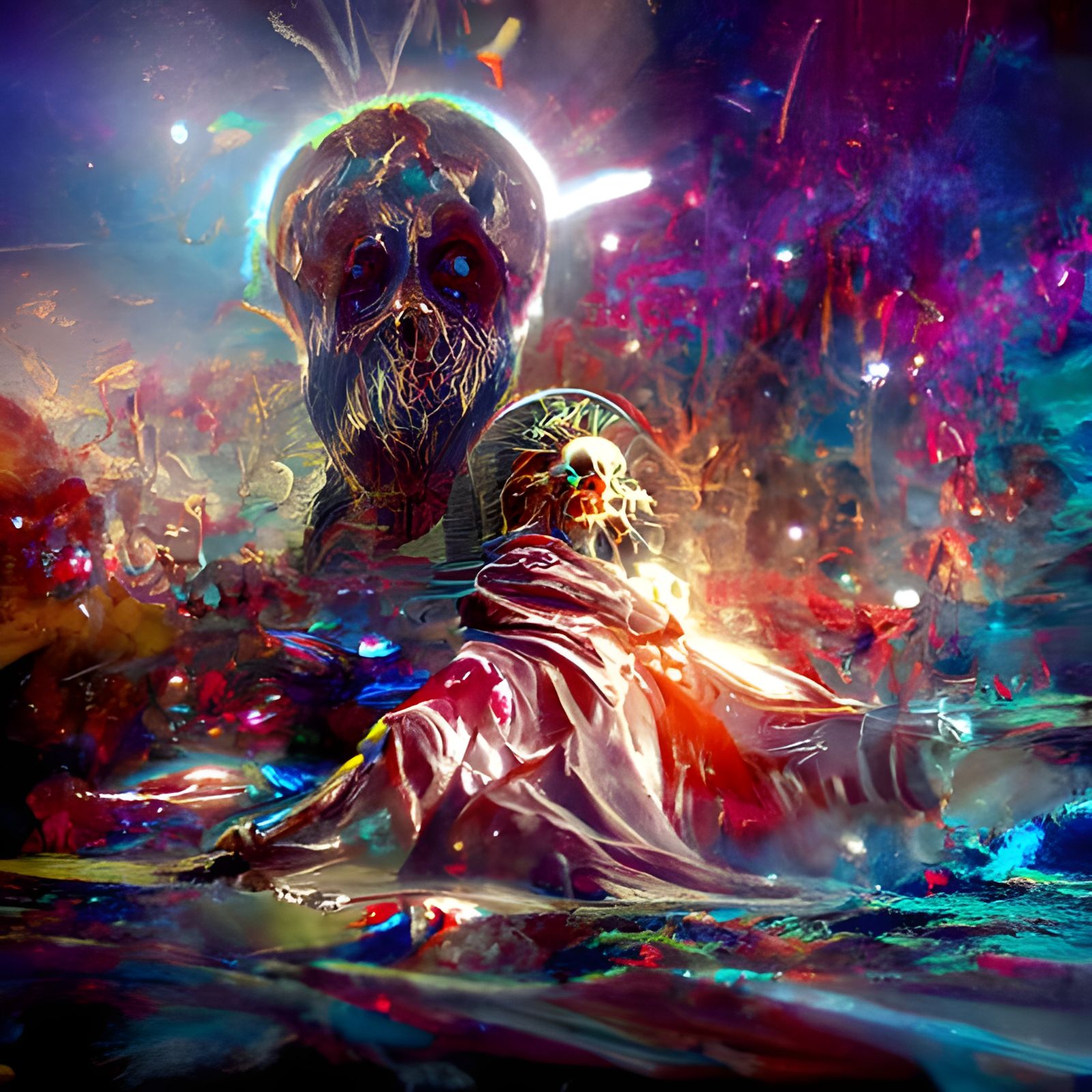 Epic Roman Battle Scene in Astral Cosmic Style