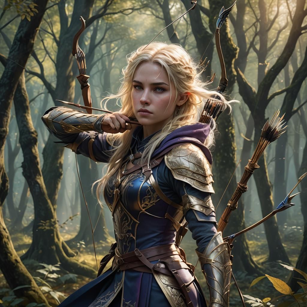 Elven Archer in Mystical Forest Concept Art