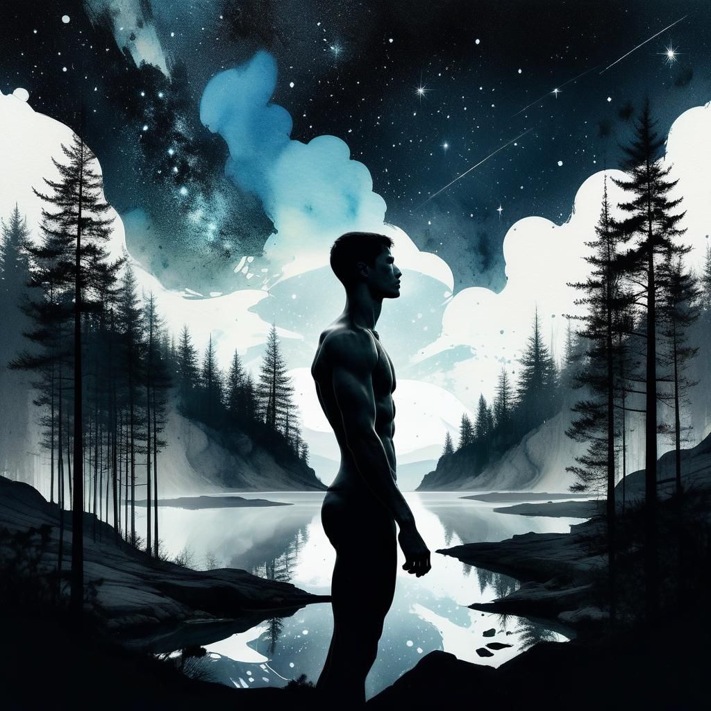 Surreal Silhouette in Fantasy Landscape