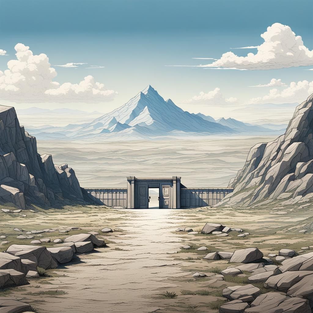 Mountain Vault Door in Anime Style