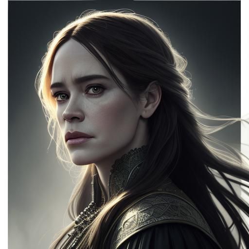 Detailed Portrait with Art Nouveau Elements