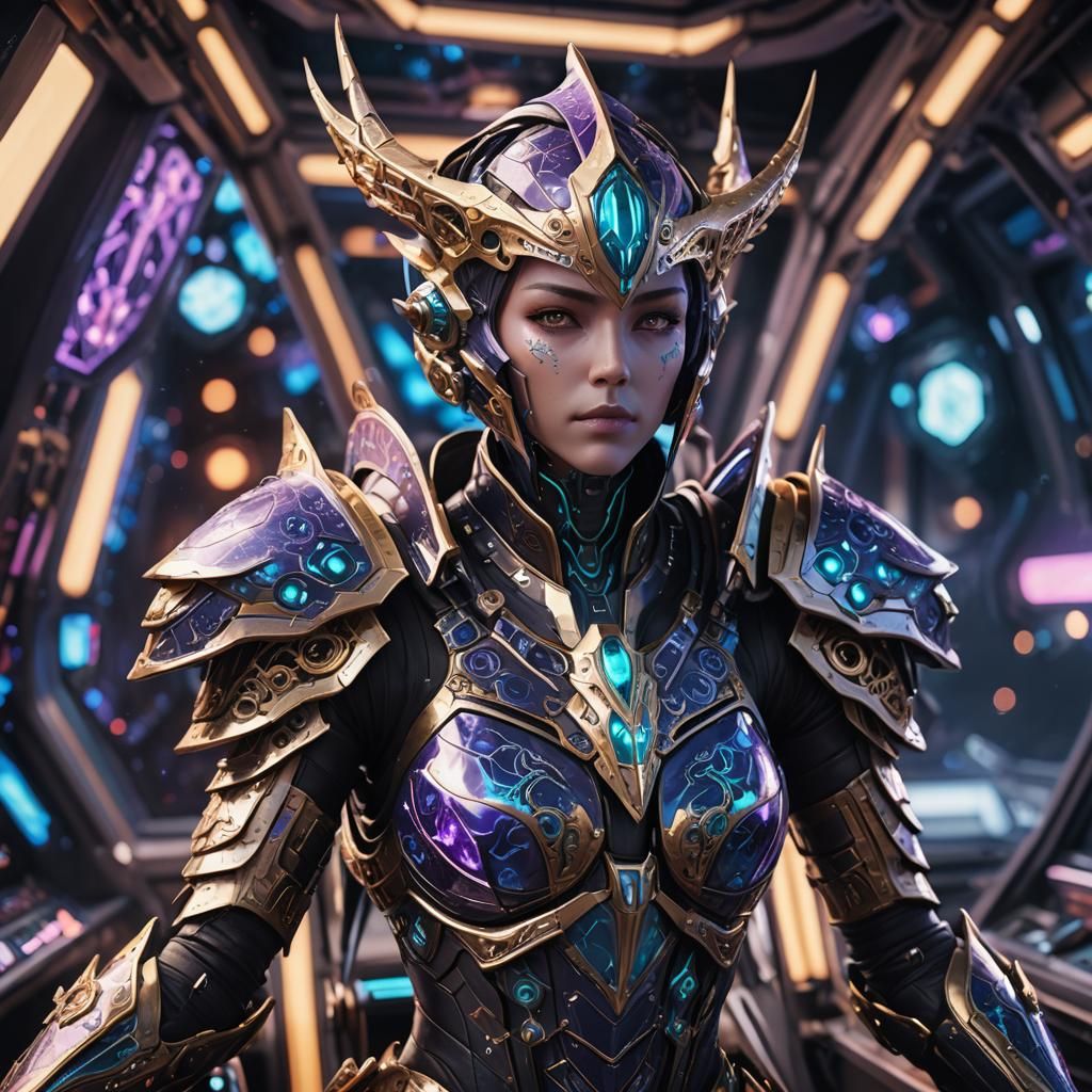 Aeldari Corsair in Spaceship Cockpit, Anime Style