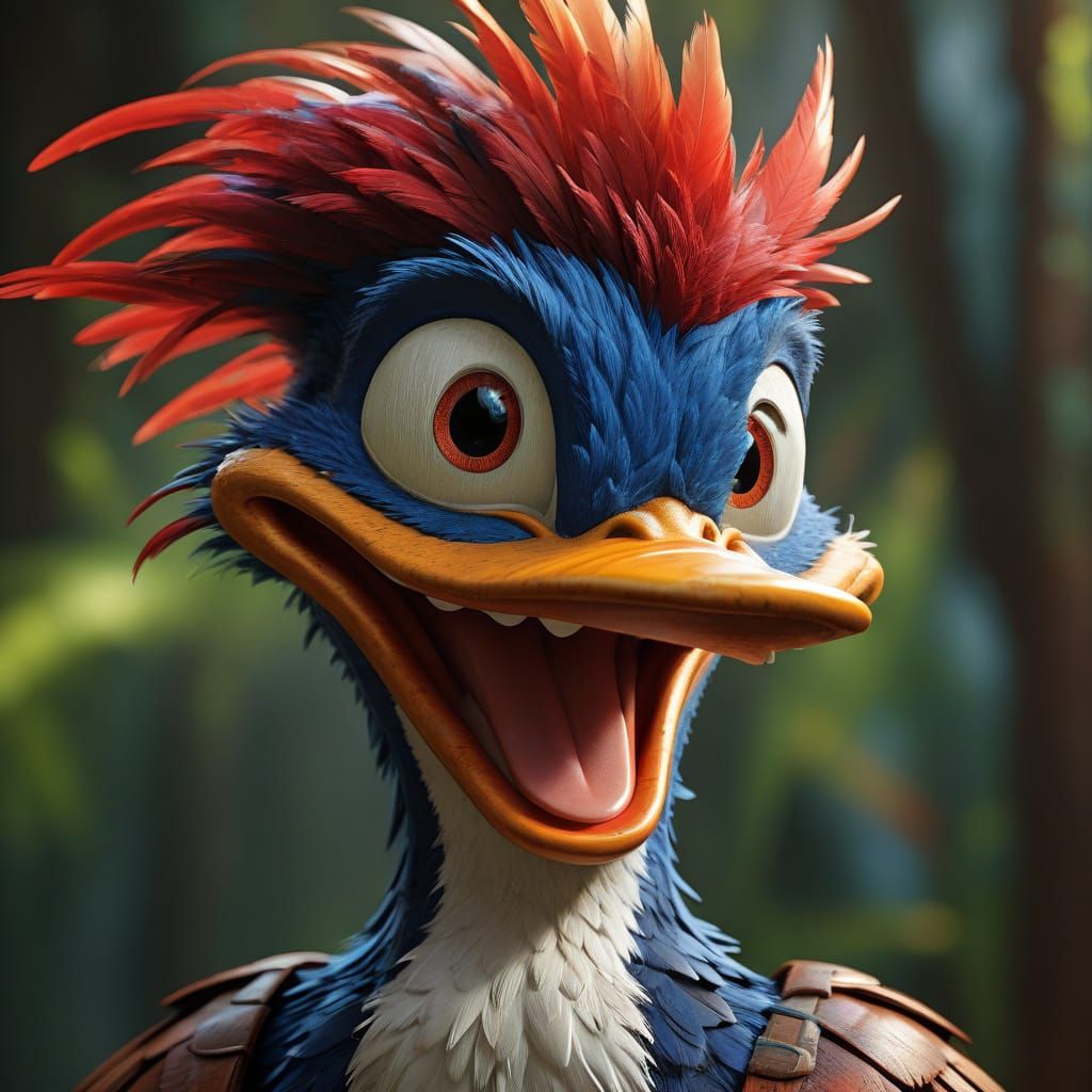 Hyperdetailed Cartoon Portrait of Woody Woodpecker