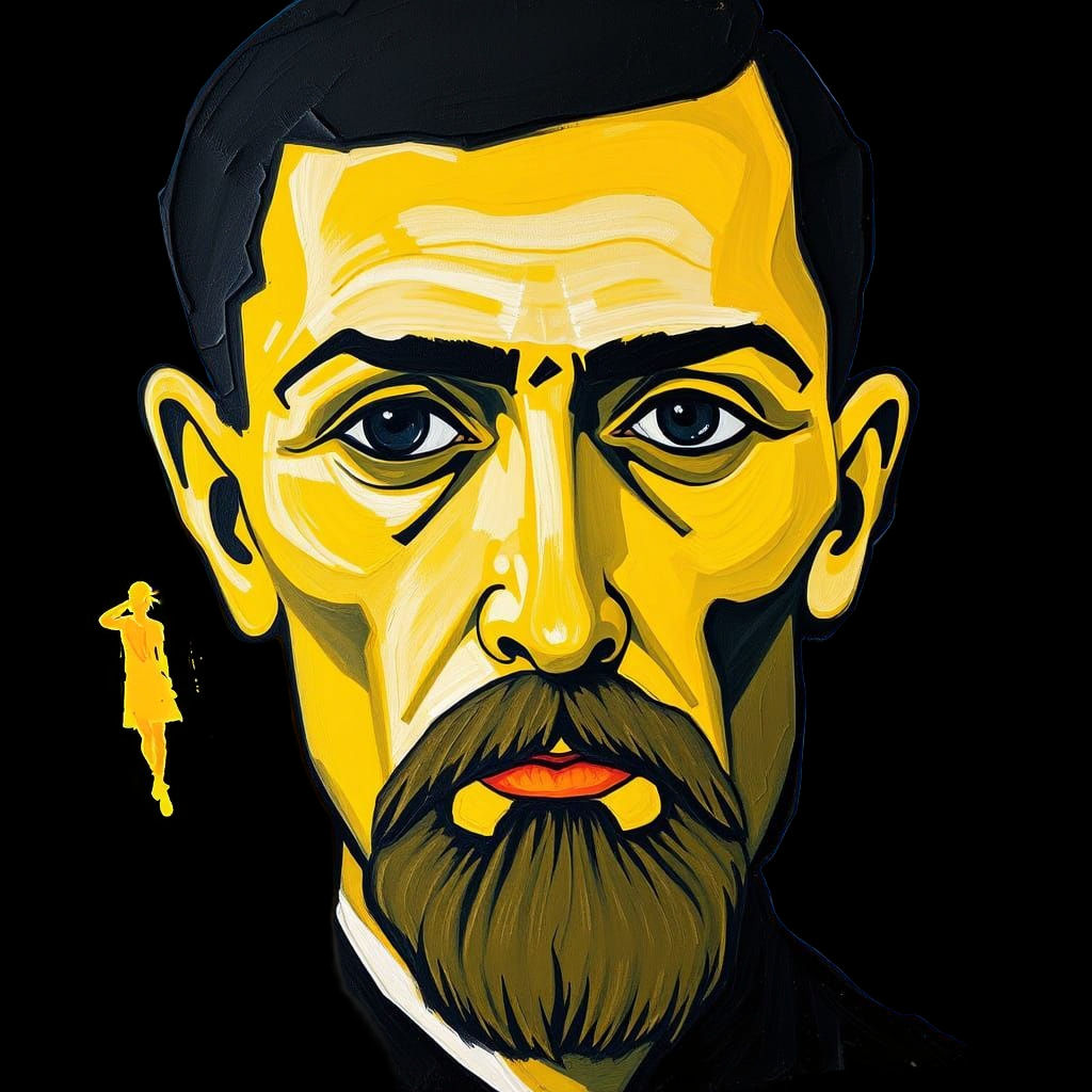 Abstract Oil Painting with Polka Dot Background and White Bu...