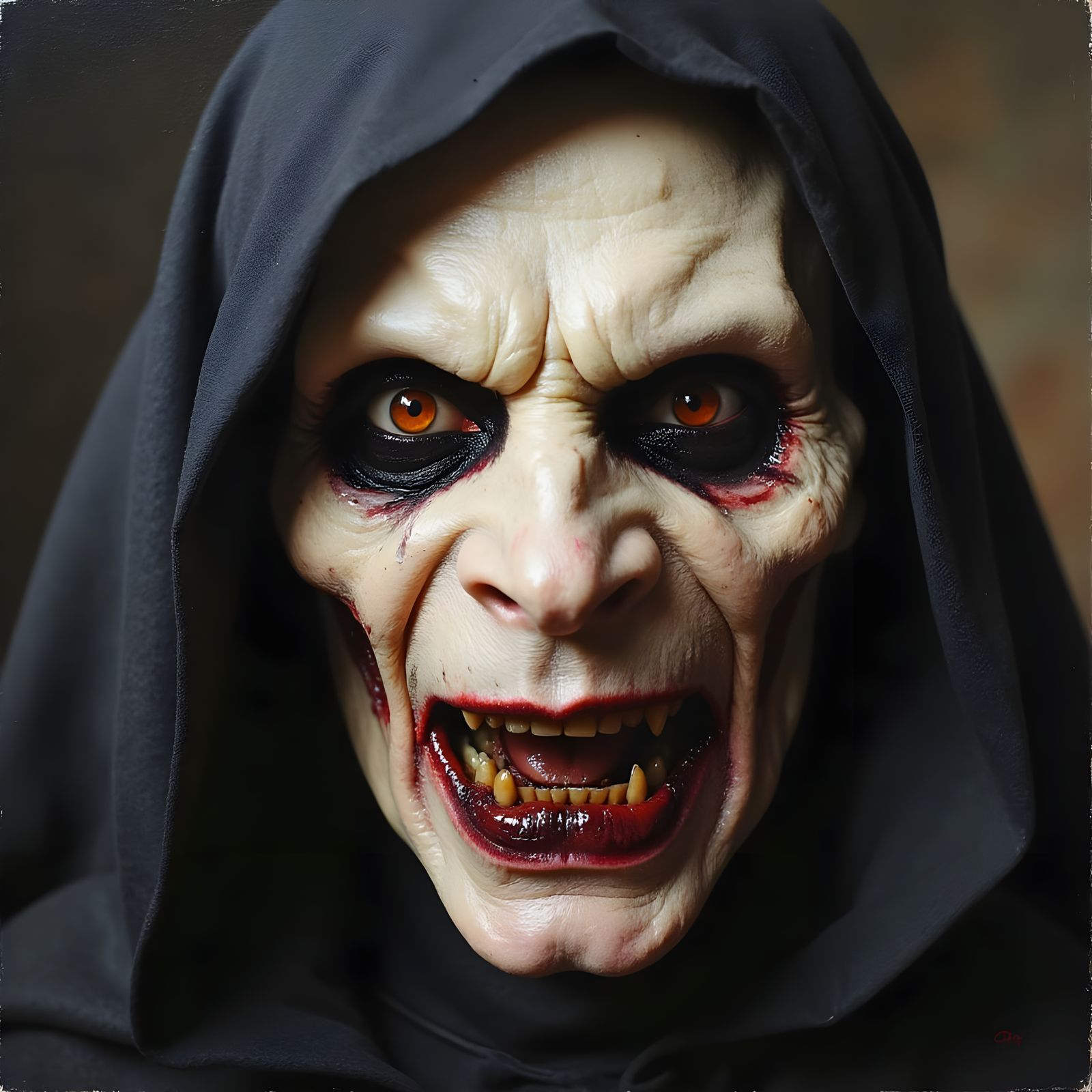 Terrifying Undead Vampire Face in Gothic Horror Style