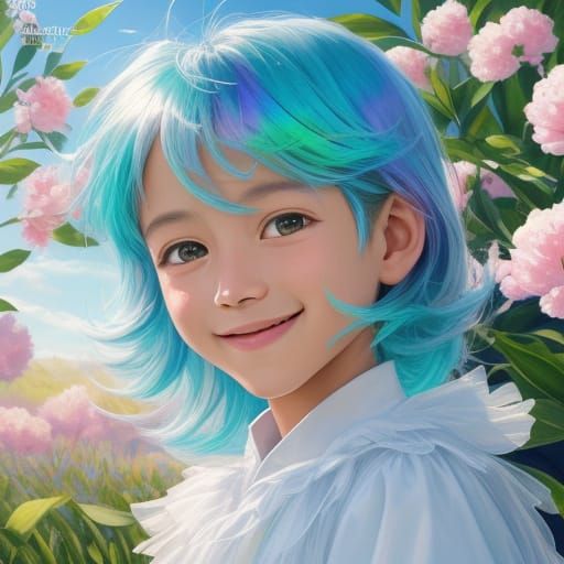 Surreal Boy in Sunlit Field with Ethereal Aura