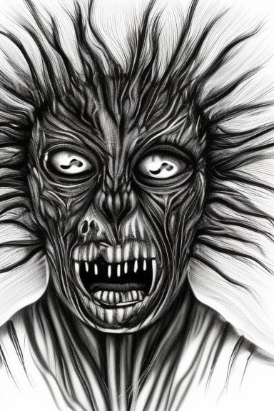 Nightmare Face in Hyperrealistic Sketch Style