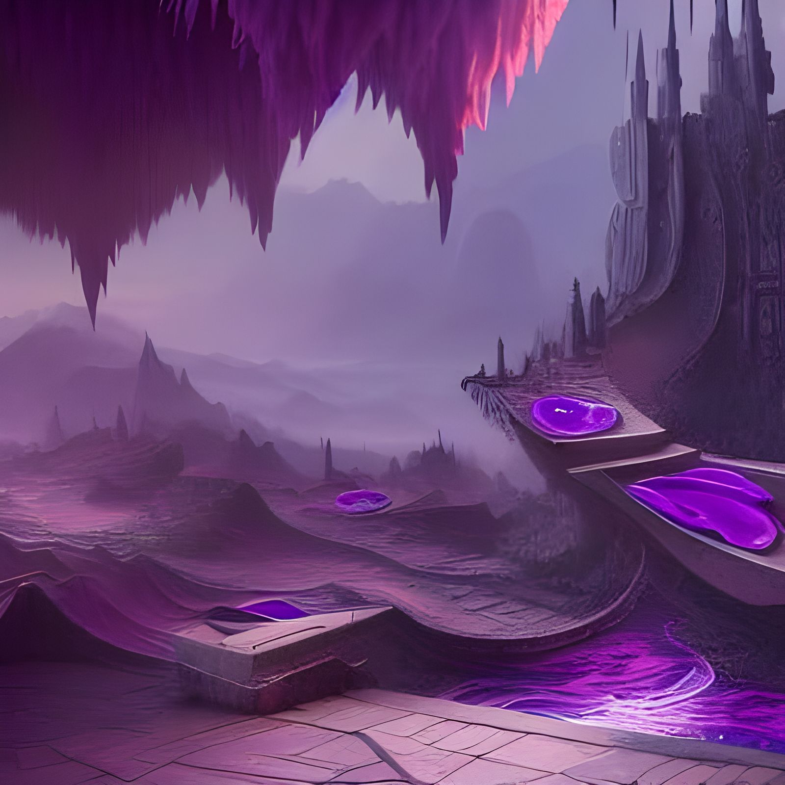 Purple Flip Flops in Detailed Matte Painting Style