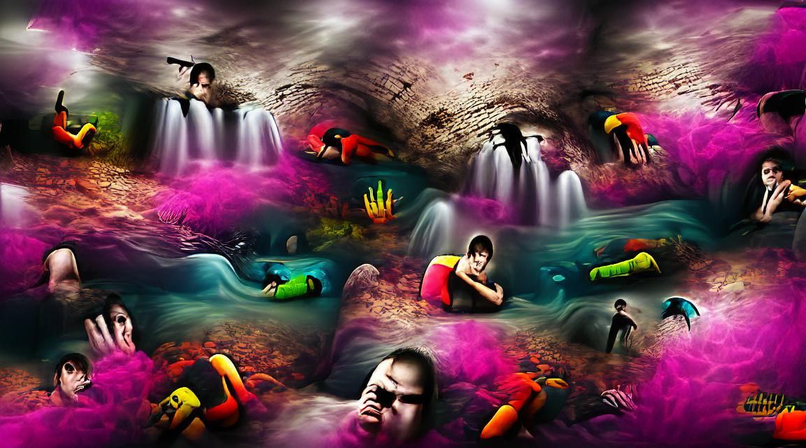 Person Drowning in Dark Water