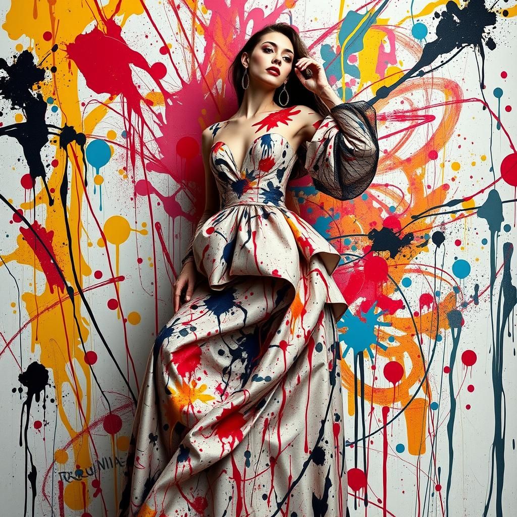 Paint-Splattered Haute Couture in Expressionist Style