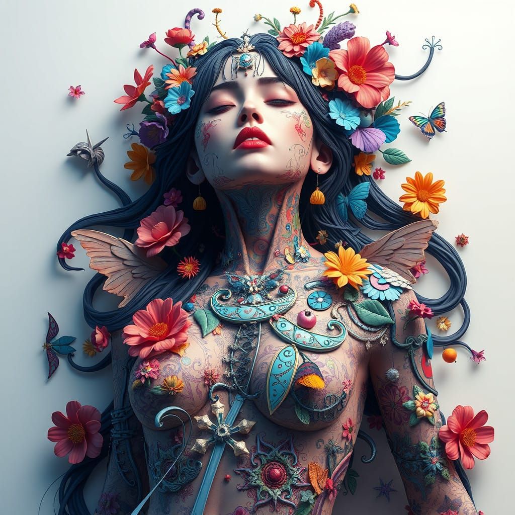 Surreal Anime Goddess Revealed in Vibrant 3D