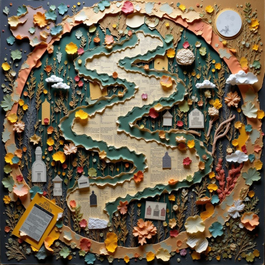 Paper Collage Art Shows Cycles of Life and Time