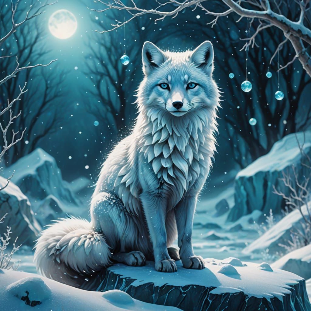 Ethereal Ice Fox in Winter Wonderland
