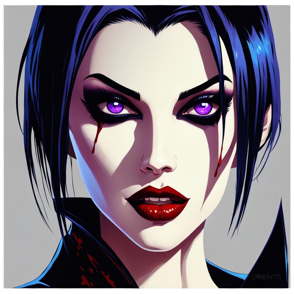 Beautiful Vampire Portrait in Art Nouveau Style